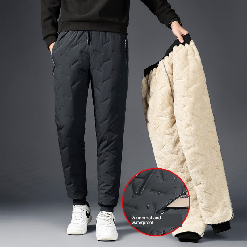 keep warm Plush thickening waterproof leisure time motion trousers