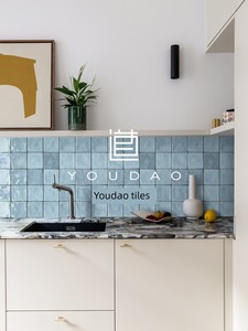 Gradient Light Blue Handmade Tiles Kitchen Bathroom Wall Tiles Mosaic Tiles Restaurant Chain Cafe Commercial