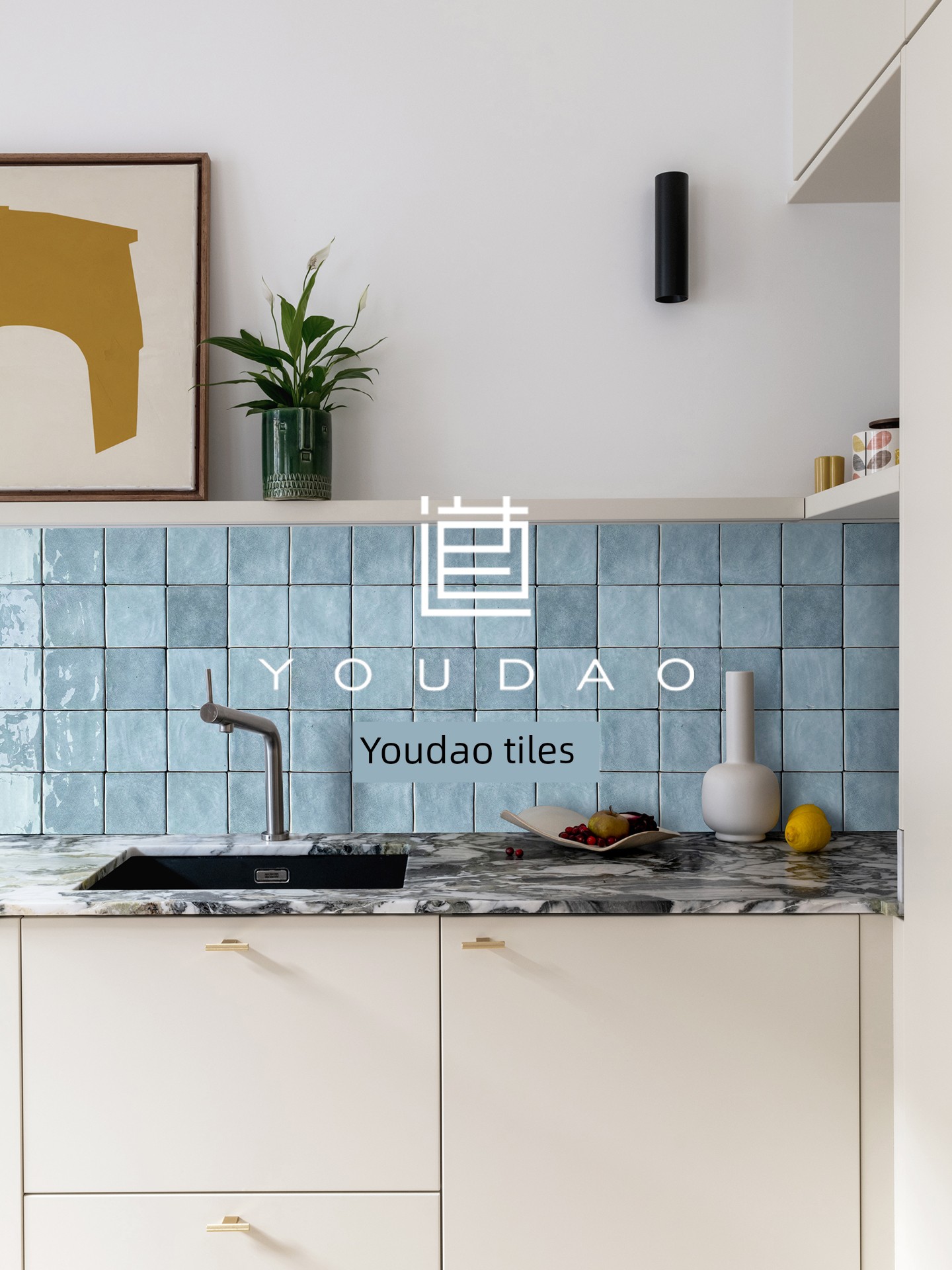 Gradient Light Blue Handmade Tiles Kitchen Bathroom Wall Tiles Mosaic Tiles Restaurant Chain Cafe Commercial