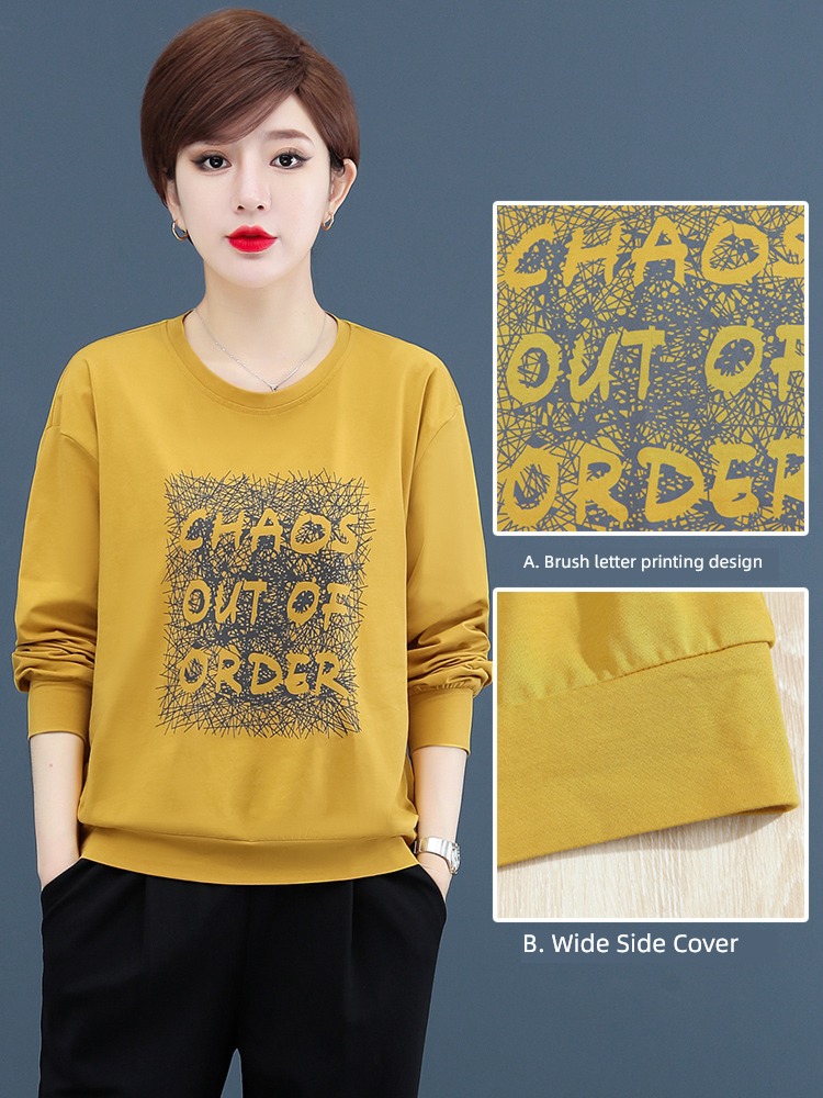 spring and autumn leisure time Round neck jacket Thin money Long sleeve T-shirt