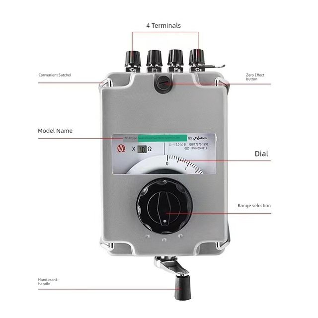 Nanjing Jinchuan ZC-8 Grounding Resistance Tester Pointer-type Hand-Cranking Watch Lightning Protection Soil Grounding Resistance Tester