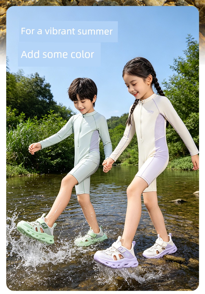 Double Star Children's Sandals for Girls, Summer 2026 New Model, Water-Resistant, Lightweight, Soft-Soled, Breathable, Closed-Toe Sports Shoes — 17