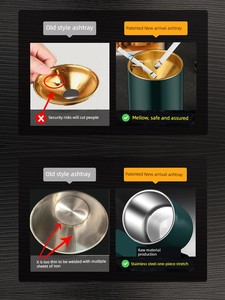 Prevent Fly Ash Ashtray Stainless Steel For Home Creative Funnel with Lid Personality Living Room Bedroom Drop-Resistant
