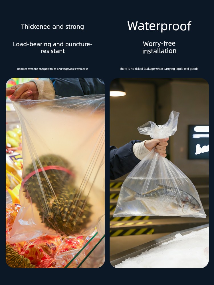 Food-Grade Household Fresh-Keeping Bags, Thickened Supermarket Shopping Plastic Bags, Disposable Small Roll Bags, Vest-Style