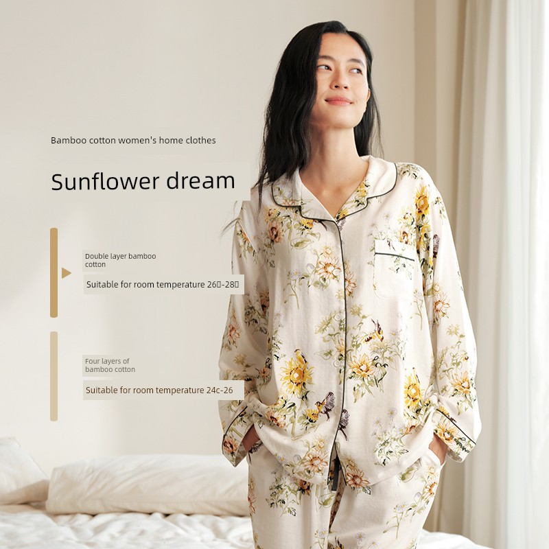 Cutelife Women's Bamboo Cotton Pajamas Suit Confinement Clothing — 6