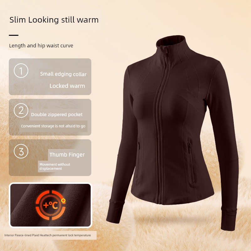 MLD Sports Outwear Women's Spring Stand Collar Zipper Slim Fit Slim Looking Long Sleeve Yoga Wear Running Training Workout Top