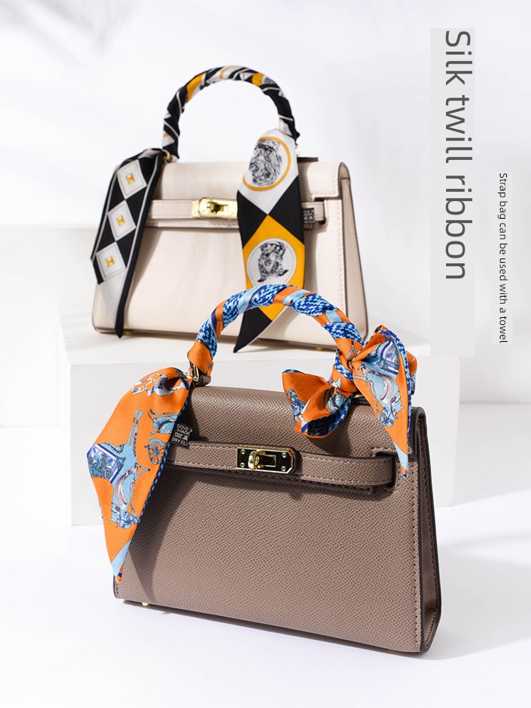 Handle Binding bag Twill silk Thin and narrow Small strip Silk scarf