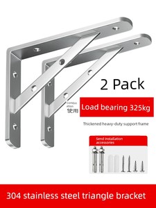 304 Stainless Steel Tripod Bracket Wall Right Angle Fixed Tripod Shelf Support Angle Iron Load-Bearing Storage Rack