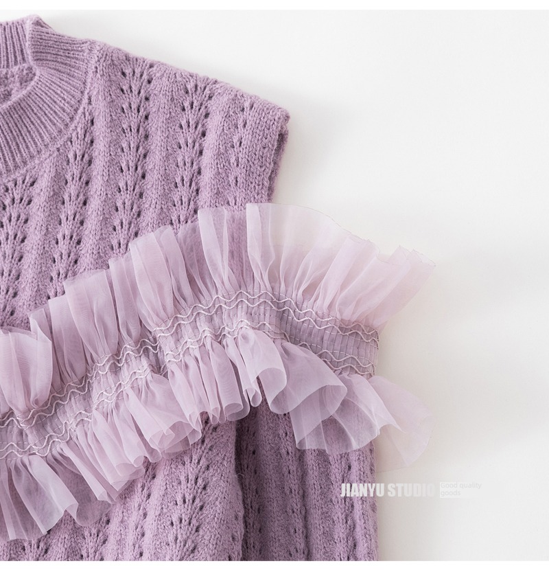 JIANYU Sense of design Round neck Splicing Ruffles Gauze