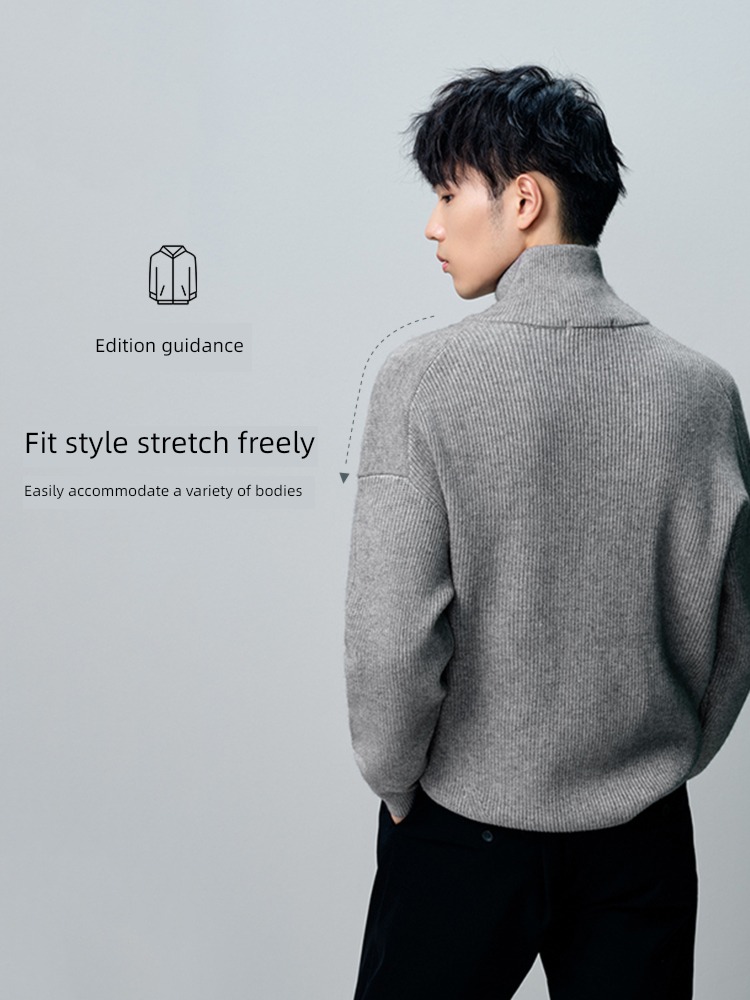 HLA Autumn and winter Half high collar loose coat knitting Cardigan