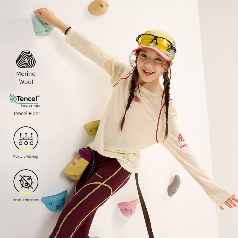 Merino Wool [Moisture-Absorbing and Quick-Drying] Kidsren's Long-Sleeved T-Shirt Girls' Quick-Drying Clothing Boys' 2026 Autumn New Style — 7