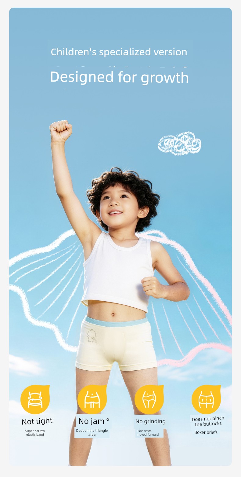Deyou Children's Disposable Cotton Boxer Briefs for Girls and Boys, Sterilized, No-Wash, Daily Use, Travel Shorts — 10