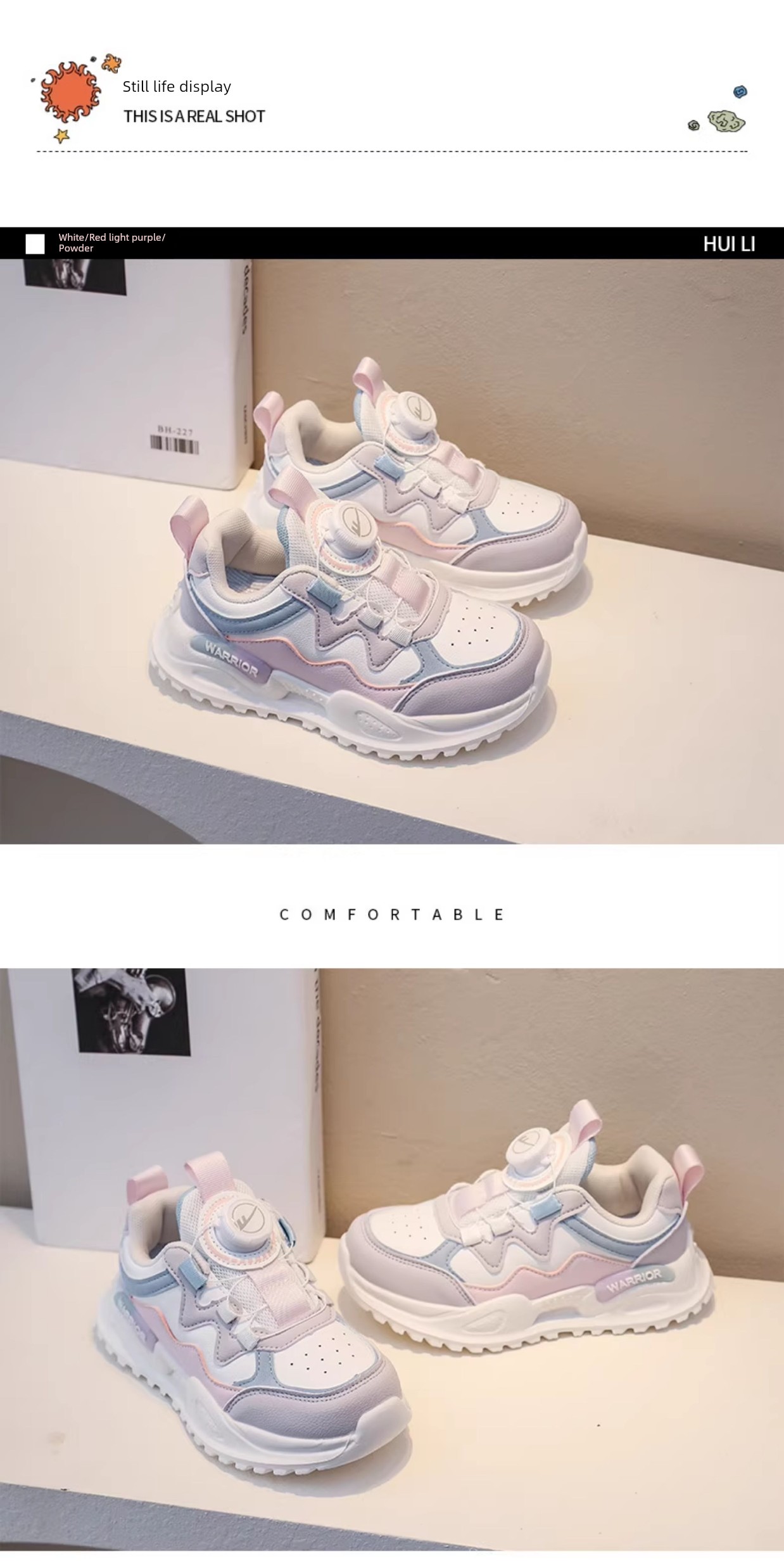 Warrior Kids Campus Rotating Buckle Breathable White Shoes — 25