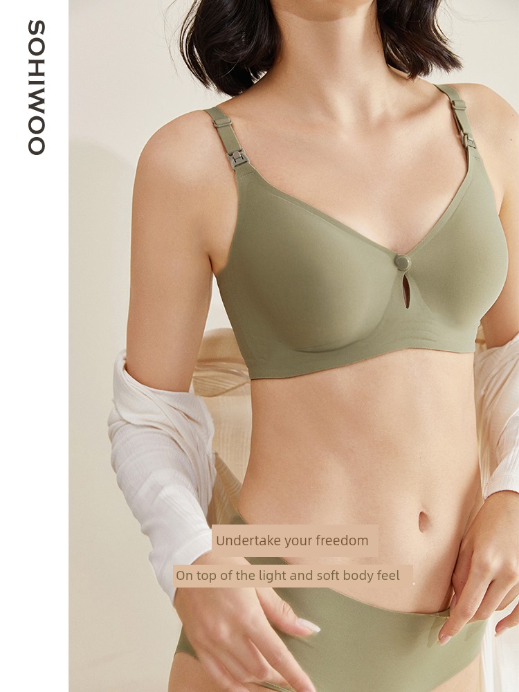 Sohiwoo Maternity Breastfeeding Underwear Autumn Push up and Anti-Sagging Bra Breastfeeding Special Pregnancy Plus Size — 2