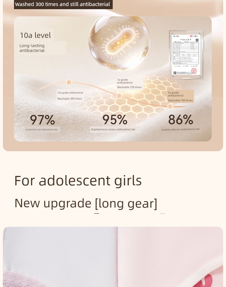 Girls' Underwear, Young Girls' Briefs, Children's Pure Cotton A-Class, for Developmental Period, Elementary School Students, 12-Year-Olds, Middle School — 9