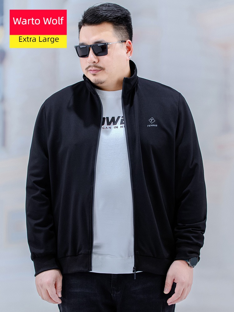 spring easy stand collar Fat guy Sweater leisure time loose coat