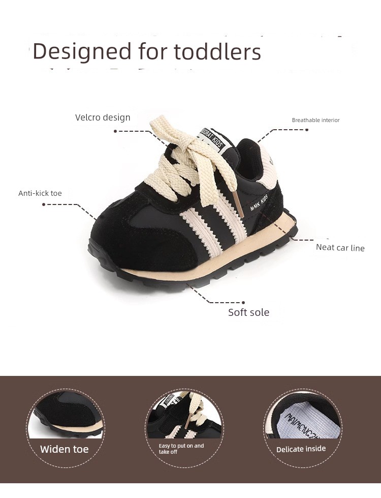 Baby Sneakers Autumn and Winter Fleece-lined Two Cotton Baby Soft Bottom Toddler Shoes Boy's Thin Shoes Girls' Casual Shoes — 2