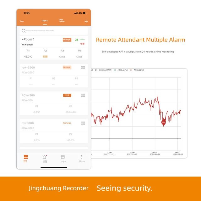 Jingchuang temperature and humidity recorder WIFI remote temperature and humidity meter mobile phone remote monitoring machine room leak alarm