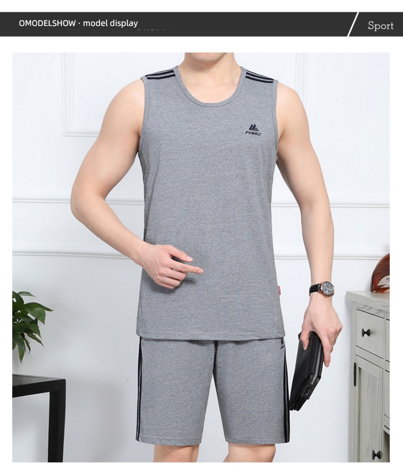 Middle aged and elderly summer Sleeveless Basketball clothes man shorts