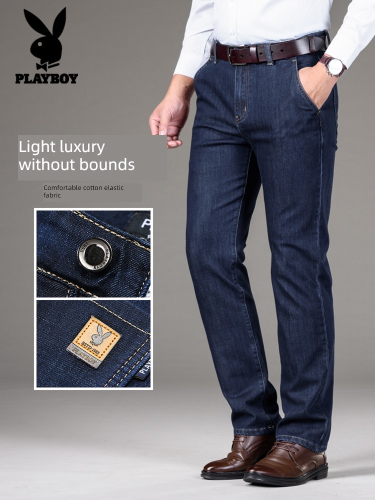 dandy thickening Autumn and winter middle age dad Jeans