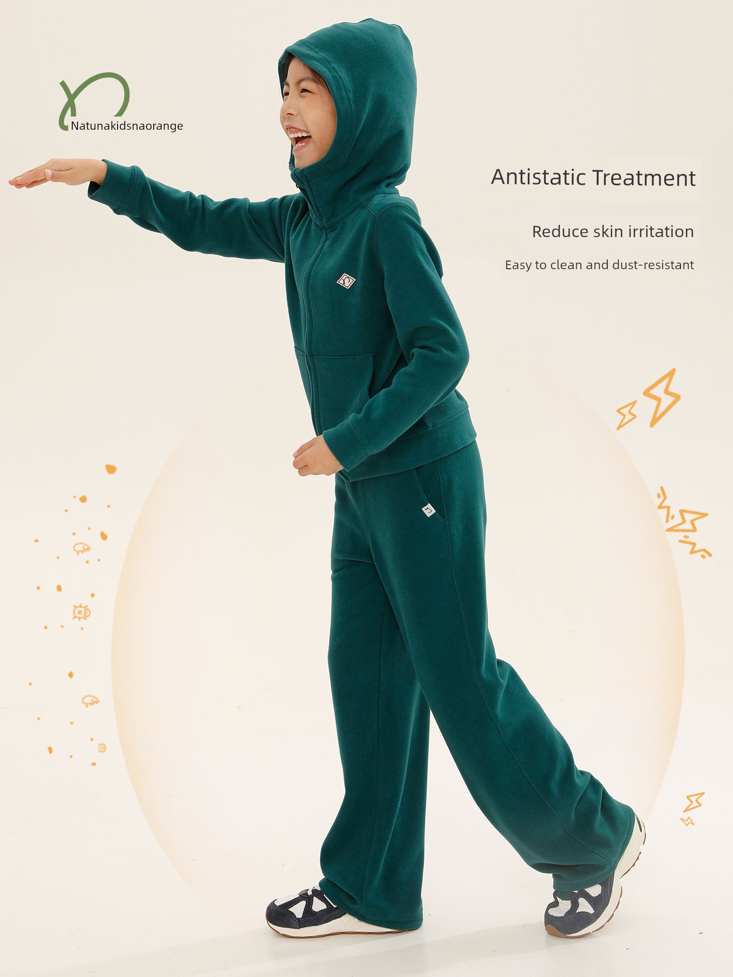 Capsule Naju Children's Clothing [Light Warm Fleece] Children's Pants Antibacterial Static-Free Boys and Girls Drawstring Straight-Leg Sports Pants — 2