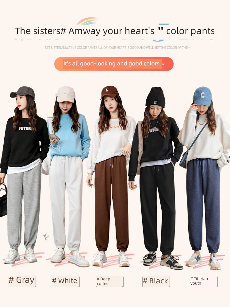 NGGGN Spring, autumn and winter Plush leisure time grey Sports pants