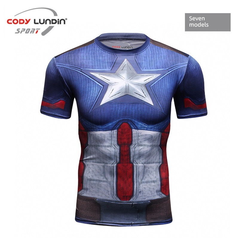 man quick-drying Tight fitting Training clothes Round neck Short sleeve T-shirt