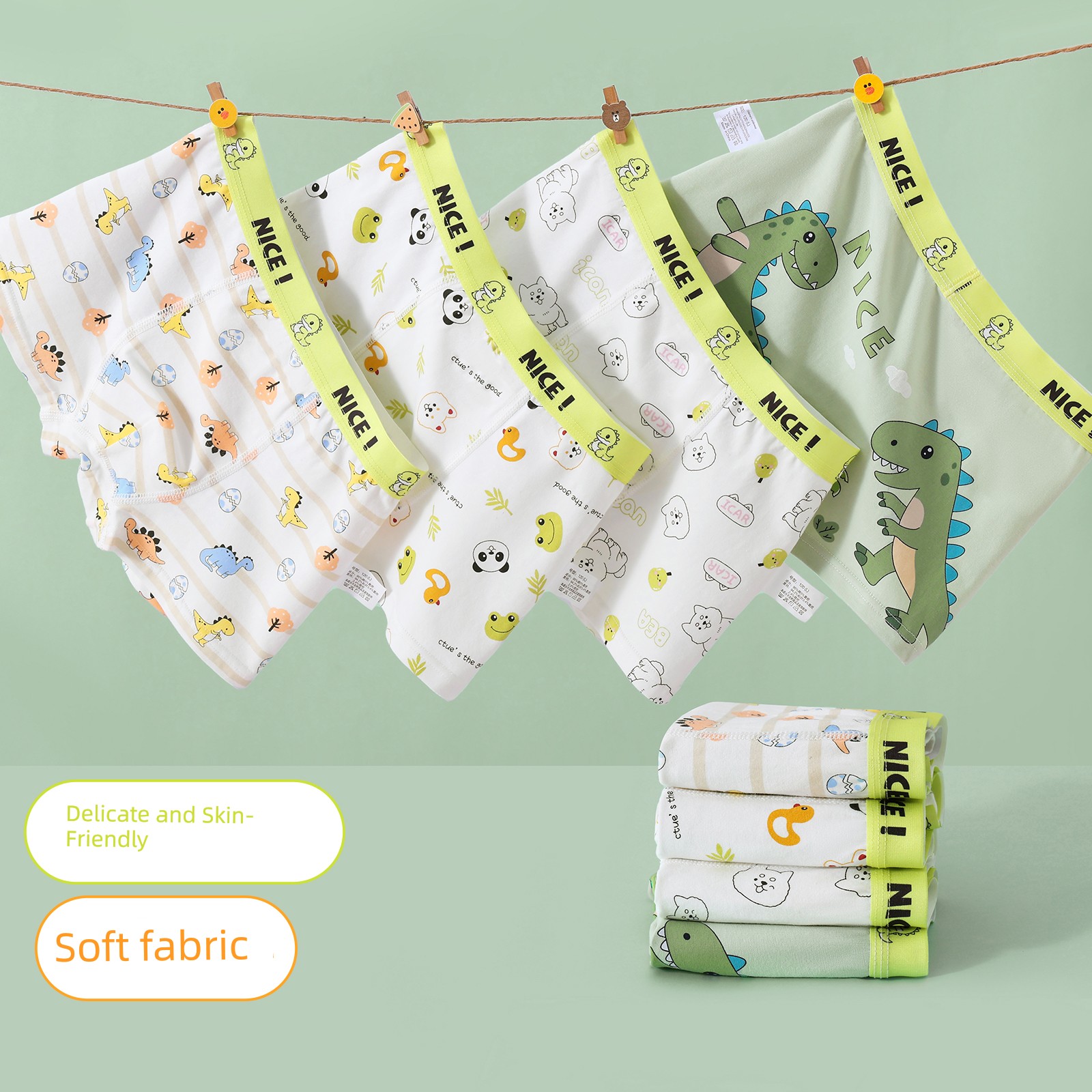 Boys' Underwear, Children's Pure Cotton Class a Boxer Briefs, Little Boys' Four-Corner Shorts, Medium and Large Children's Boys' Briefs That Do Not Pinch the Buttocks
