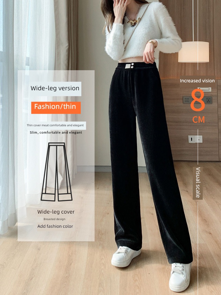 Autumn and winter High waist Plush leisure time chenille  trousers