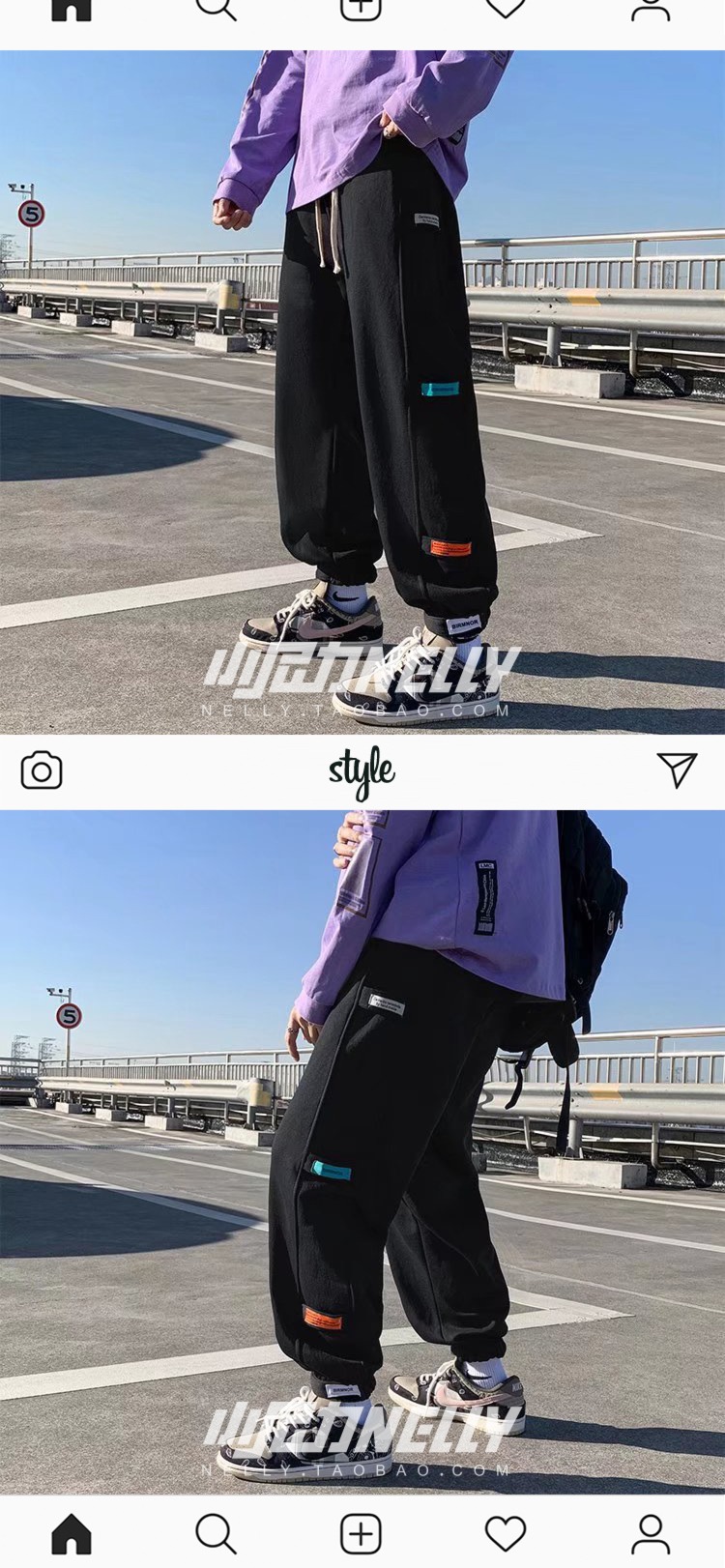 bf leisure time Chaopai Autumn and winter Bundle leg motion trousers
