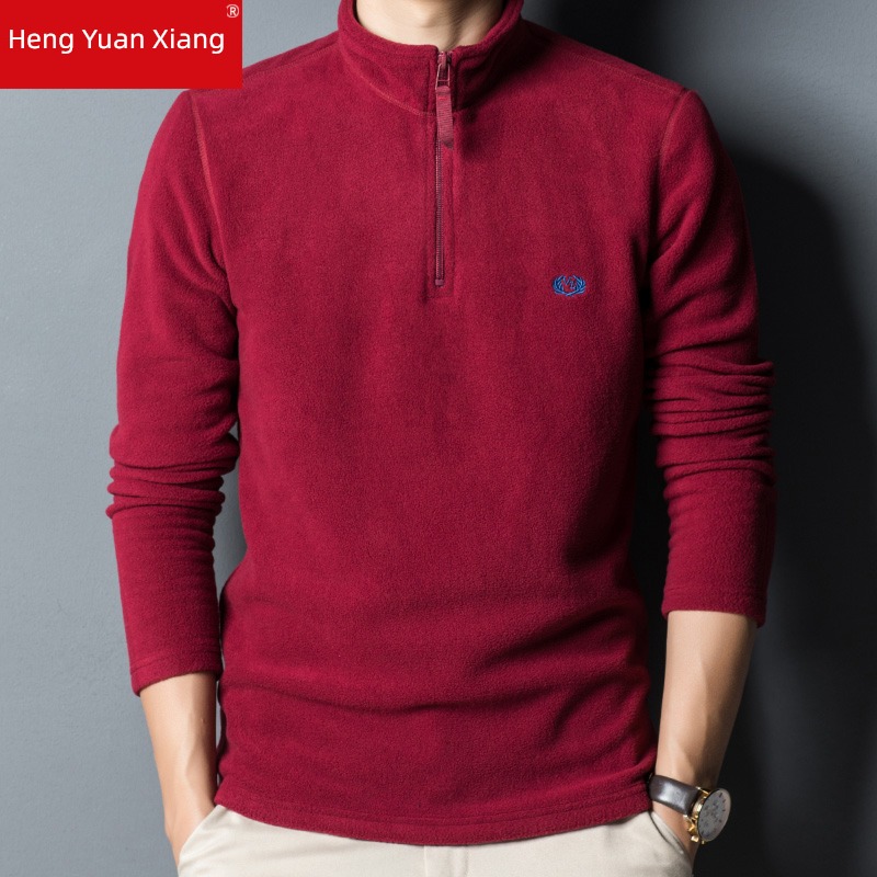 hyz  Half zipper spring and autumn Fleece Long sleeve T-shirt