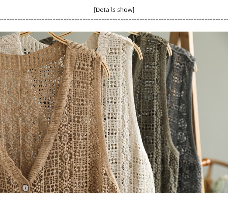 Hollow out Cotton thread spring new pattern Big size knitting Vest