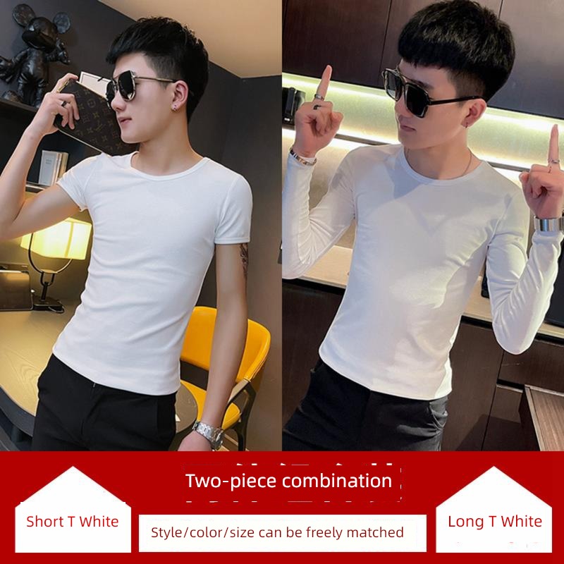 man Simplicity Big size Tight fitting elastic force Short sleeve T-shirt