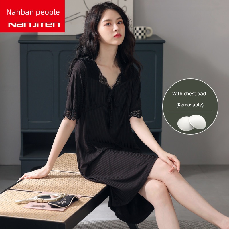 NGGGN summer With chest pad modal  sexy Nightdress