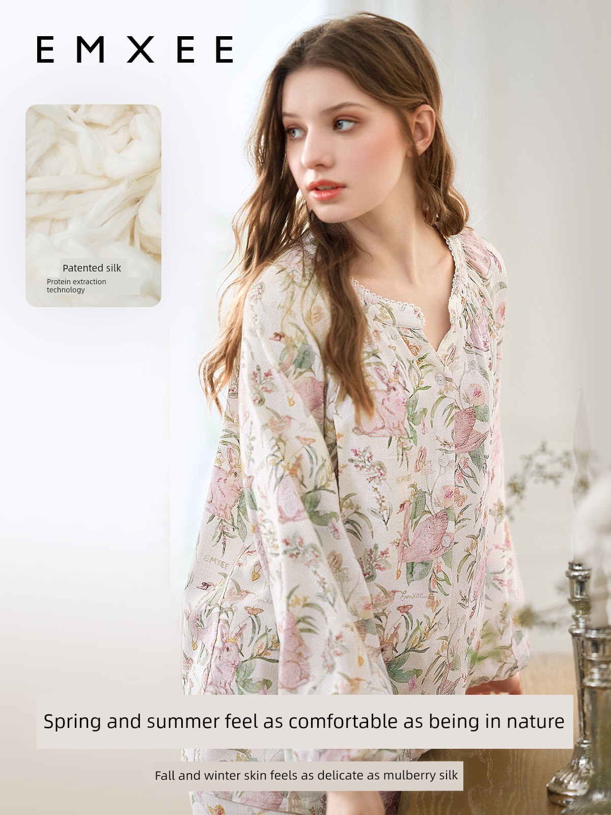 Tang Yixin's Same Style Manxi Autumn Maternity Postpartum Loungewear Elastic Silk Linen Cotton Pajamas Maternity Home Wear — 3