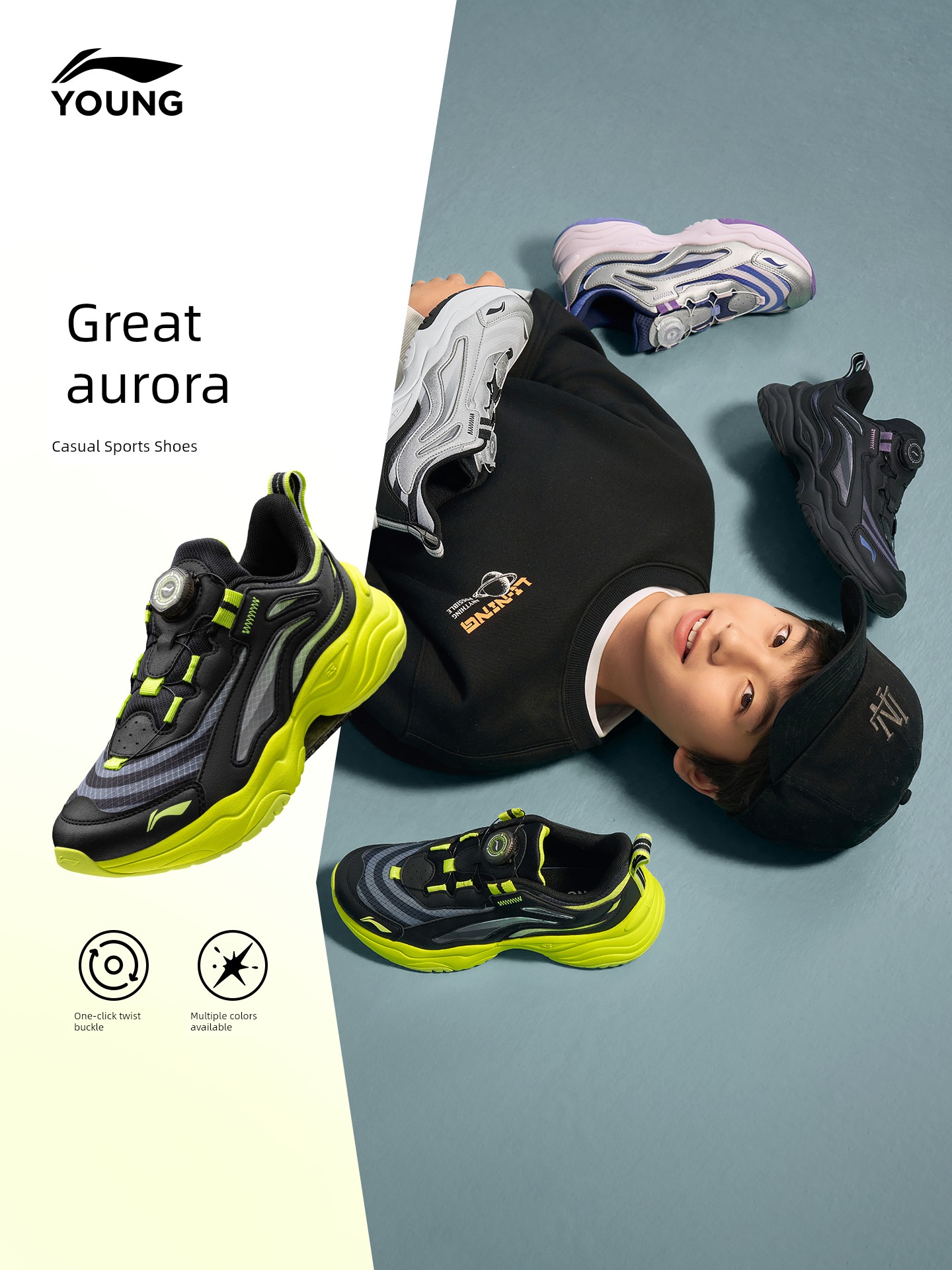 Li Ning Spring and Autumn Boys Teen Sneakers
