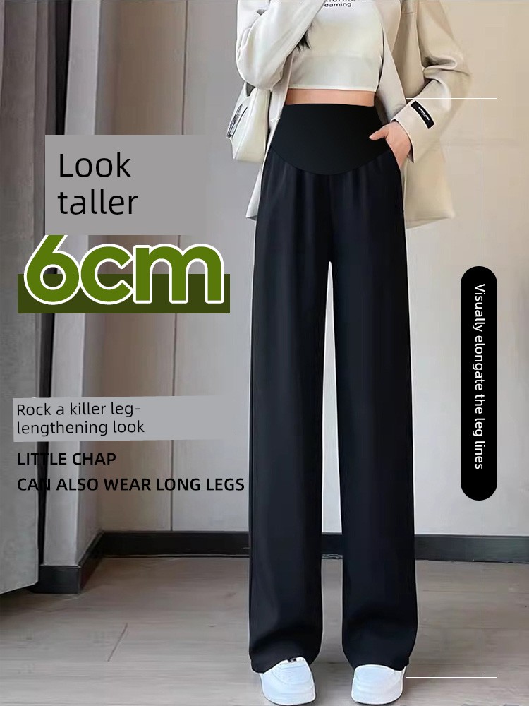 Maternity Pants for Autumn, Straight-Leg, Belly-Supporting, Suit-Style, 2026 New Model, Petite Wide-Leg Long Pants for Pregnancy, Spring and Autumn — 6