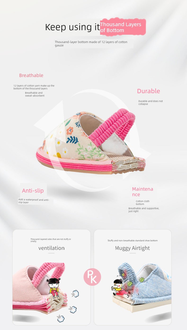 Fairy Feet Children's Layered Cotton Slippers Baby Indoor Home Non-Slip Breathable Cartoon Floor Shoes for Boys and Girls — 7