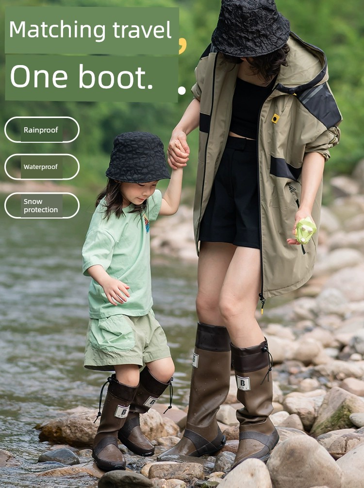 Japanese Style Knee High Rubber Men and Women Same Style Children's Rain Boots — 6