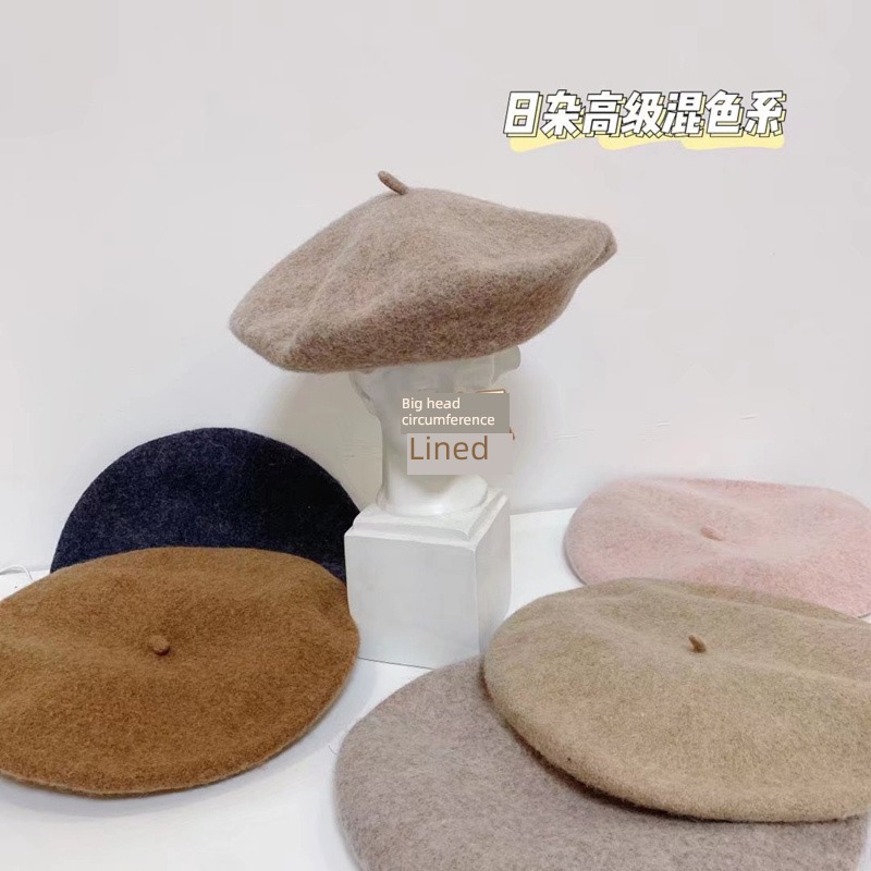 Autumn and winter Australia All wool Painter's hat Retro Big head circumference
