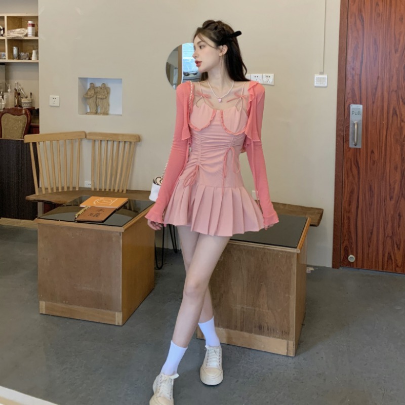 Age reduction Sweet Pleat Fat mm Sunscreen Cardigan bow