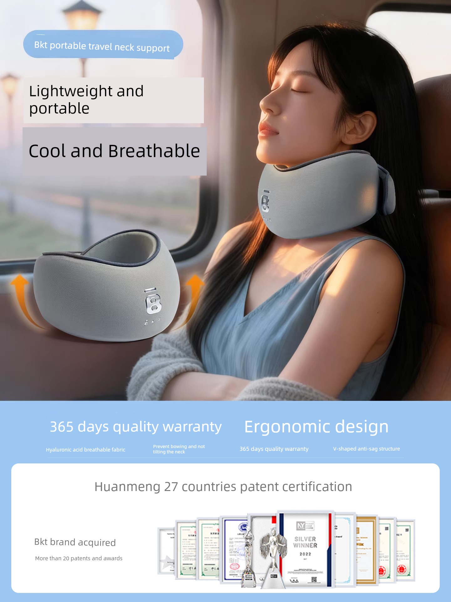 Bkt Neck Support Neck Brace U-Shaped Pillow Neck Pillow Airplane Pillow Neck Pillow Essential for Business Trips Travel Car Ride
