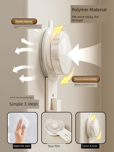 Suction cup door rear hook without punching, powerful load-bearing clothes hanger entrance door wall hook clothes storage rack