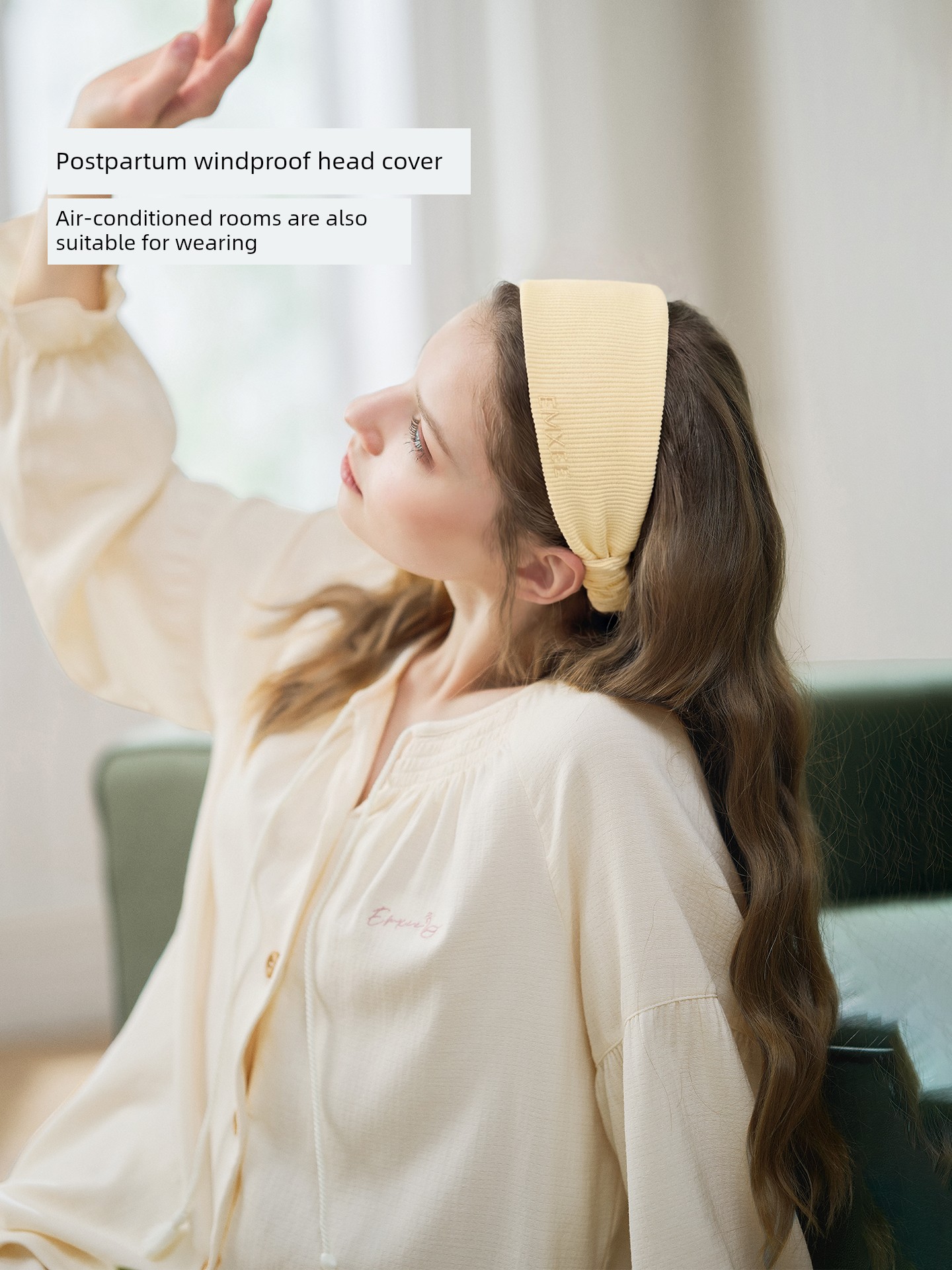 Manxi Bamboo Fiber Postpartum Headscarf for Pregnant Women, Windproof Head Protection, Solid Color Postpartum Headband, Non-Tightening after Delivery — 2