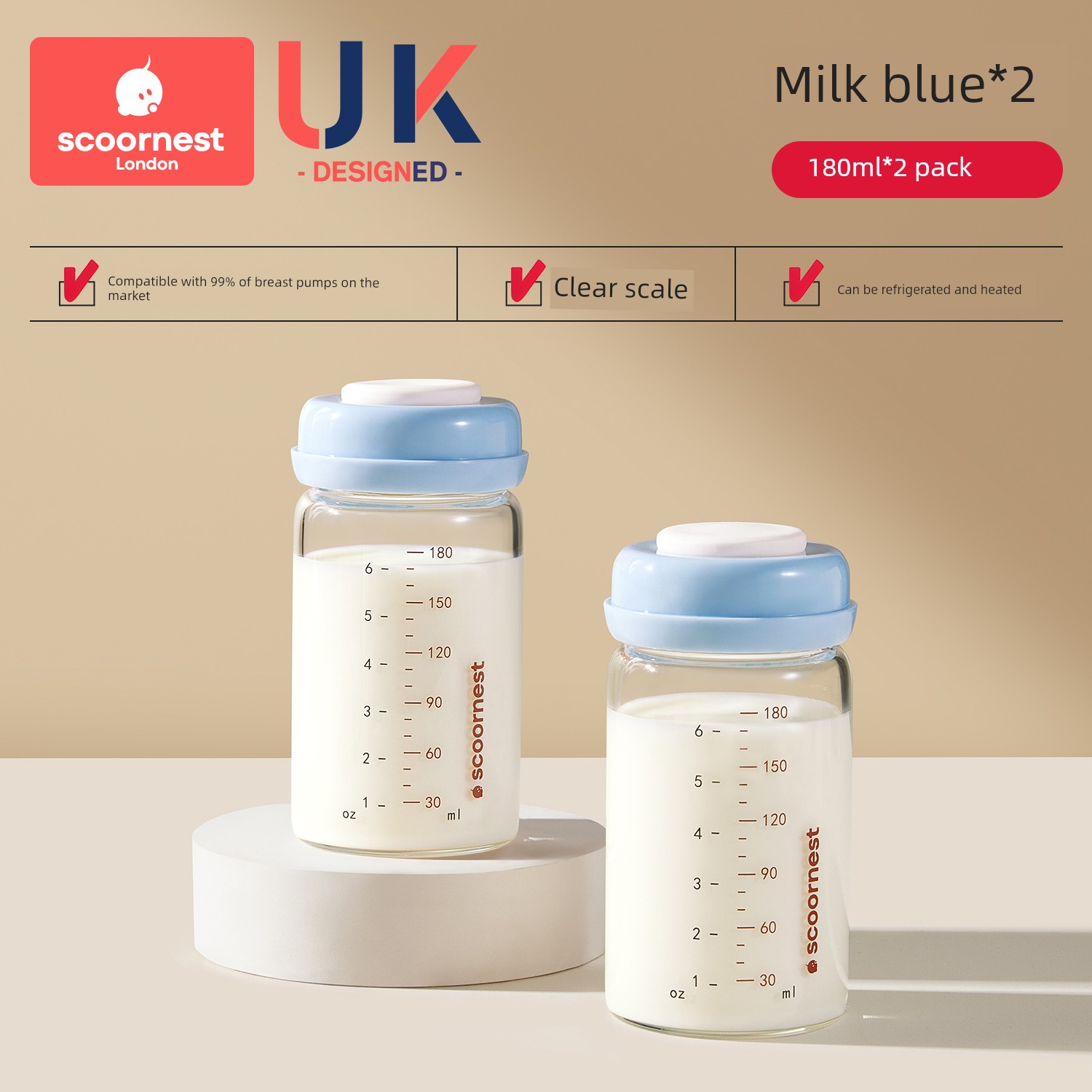 Kechao Glass Milk Storage Bottle for Refrigerator, Can Be Heated, Can Be Connected to a Breast Pump, Breast Milk Storage Container, Sealed and Fresh-Keeping — 4