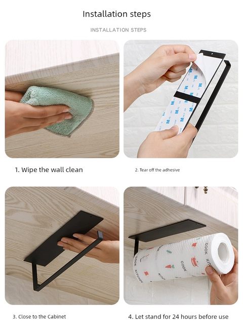 Punch-free kitchen special tissue rack roll paper rack hanging frame plastic wrap storage rack toilet paper hook rag bracket