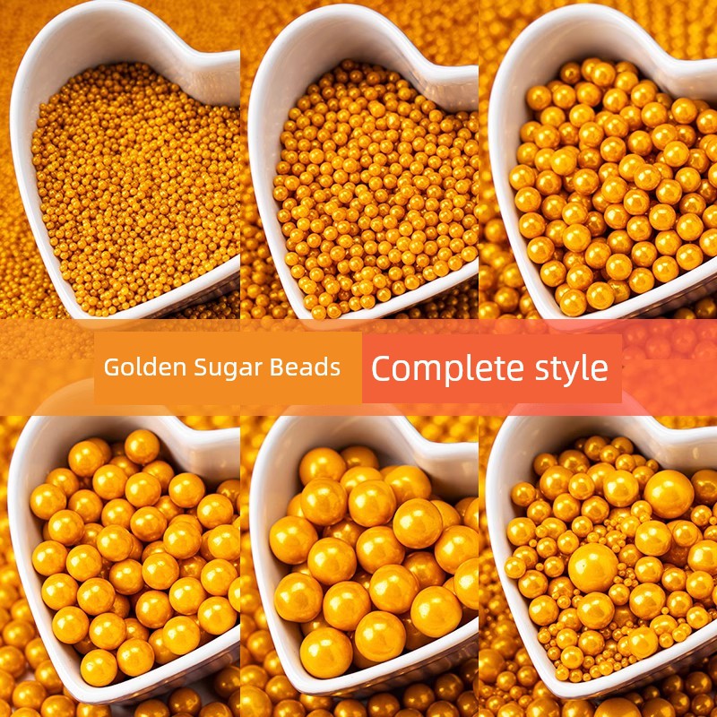 Sugar Beads 500G Birthday Cake Decorative Ornaments Gold Silver Color Sugar Beads Sugar Needle Baking Material Baking Pearl