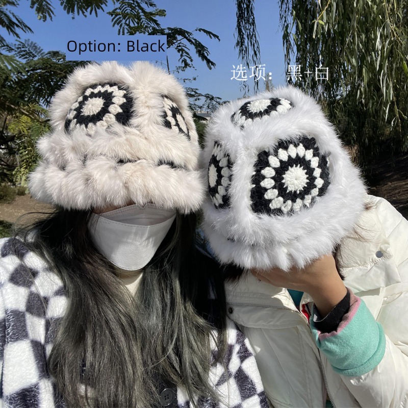 lovely rabbit 's hair female Autumn and winter Lion dance tiger Fisherman hat
