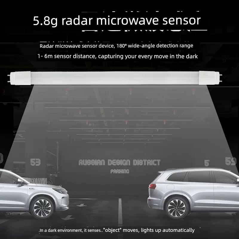 T8 Radar Sensor Light Tube with High Light Efficiency for Parking Lots, Infrared Sensor Light for Corridors, Hallways, Basements, and Garages