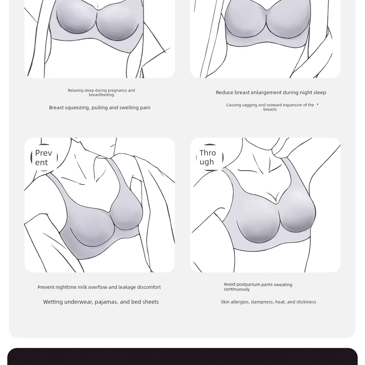 Pure Cotton Nursing Bra, Sleep-Friendly Maternity Bra, Vest-Style Postpartum Breastfeeding Bra, Suitable for Sleeping, Anti-Sagging, Thin Style — 2